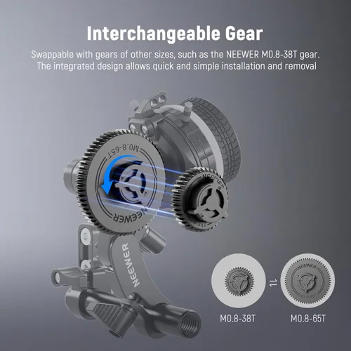 Vista 3 de NEEWER Engranaje M0.8-65T para seguimiento de enfoque, estándar 0.8 MOD y 65 dientes compatible con SmallRig Follow Focus y NEEWER Mini Follow