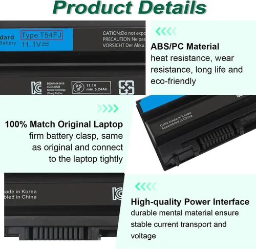 Vista 7 de T54FJ 8858X M5Y0X E6420 E6430 Batería para portátil Dell Latitude E5420 E5430 E5520 E5530 E6530 E6520 Inspiron 14R 4420 5420 15R 5520 755 48 ES/50