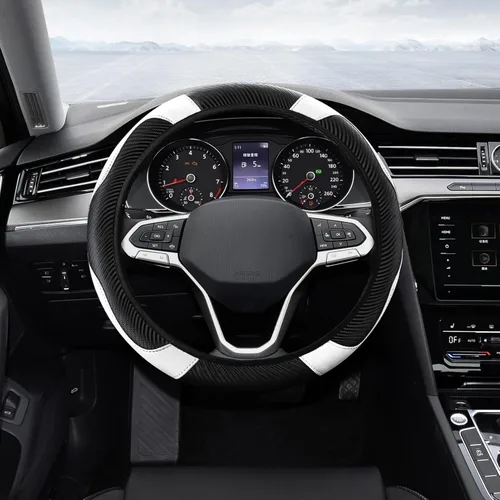 Vista 15 de Funda para Volante de Automóvil, Protector de Volante, Universal 14.5-15 Pulgadas Cuero de Microfibra Transpirable Fundas para Volante de Auto