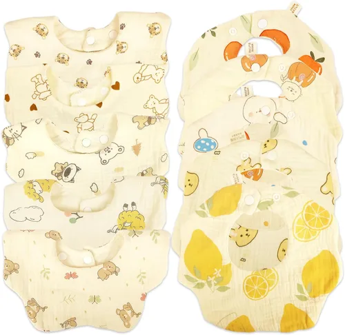 Vista 16 de Baberos de muselina para bebé niña niño para babeo y dentición, paquete de 10