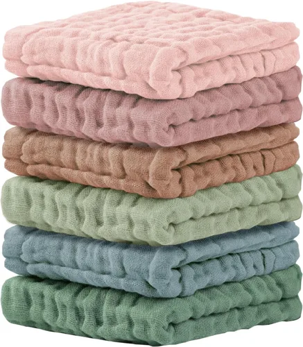 Vista 16 de Cuddle Campus Paquete de 6 paños de muselina para bebé, paños para eructos Set 3