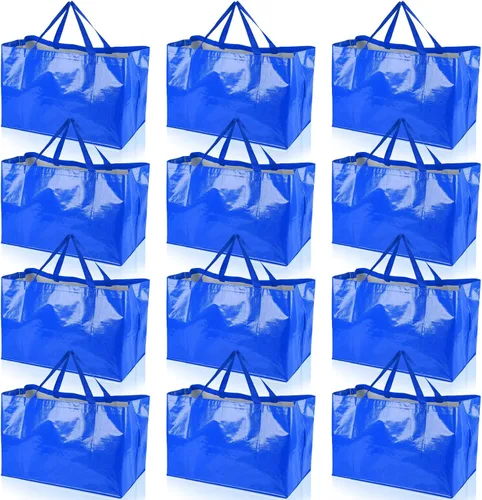 Vista 12 de Shappy 6 Piezas Bolsas de Compra Extragrandes Reutilizables con Asas, Bolsas de Comestibles Tejidas Coloridas de Plástico Impermeable