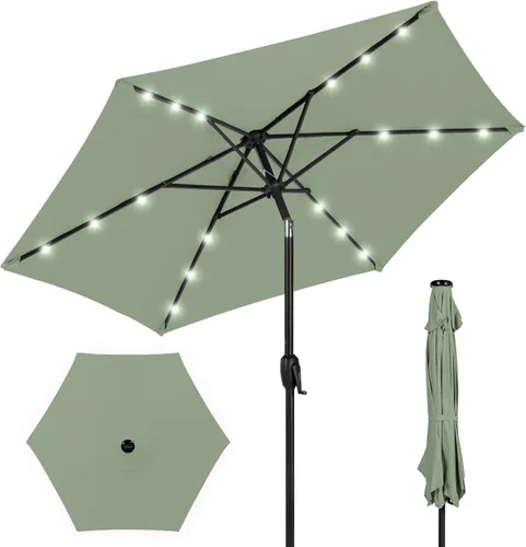 Vista 31 de Best Choice Products 7.5ft Outdoor Solar Patio Umbrella for Deck, Pool w/Tilt, Crank, LED Lights