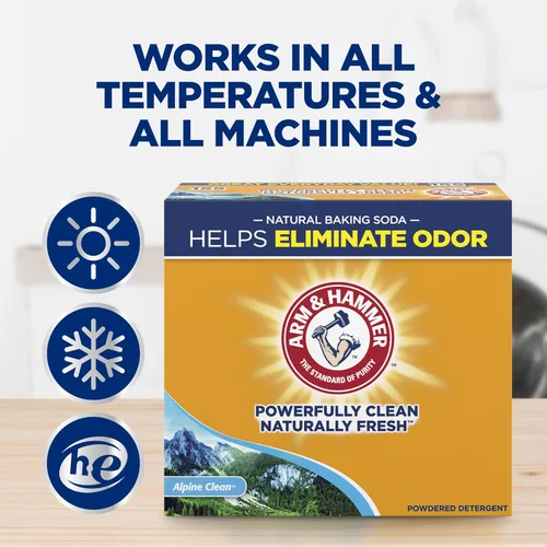Vista 3 de Detergente en polvo para lavandería Arm & Hammer - Limpieza Alpina - 155 lavados (Paquete de 3)