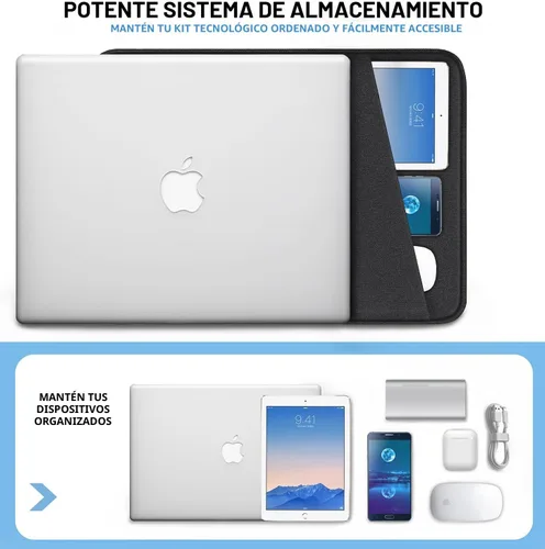Vista 2 de Funda para laptop de 13.3 pulgadas, a prueba de golpes, funda protectora para computadora con bolsillo para accesorios, bolsa portátil compatible