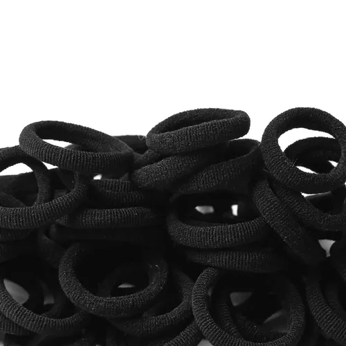 Vista 9 de WANBY Ligas para el cabello, mini bandas negras sin costuras, suaves y elásticas, soportes para cola de caballo (100 unidades)