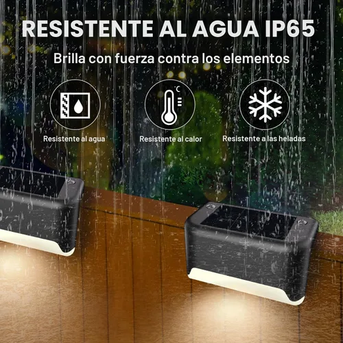 Vista 7 de BKBB PPBB Luces solares de cubierta para exteriores, 12 luces solares para escalones, luces solares LED impermeables para escaleras al aire libre