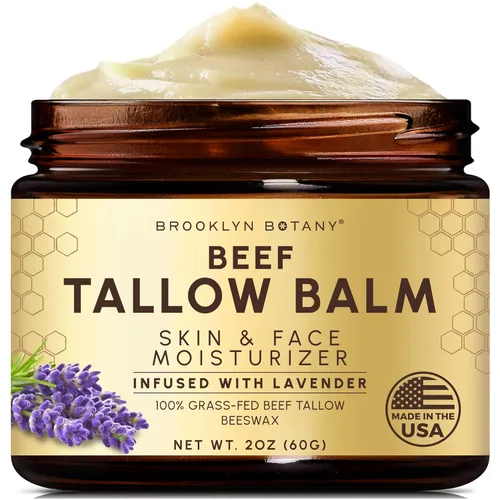 Brooklyn Botany Bálsamo de ternera – Sarga de carne alimentada con pasto para piel y cara – Hidratante facial nutritivo infundido con lavanda – 2