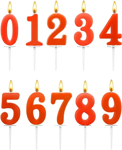 Vista 7 de 10 velas con números, velas coloridas para pastel de cumpleaños, número 0-9, decoración de tartas, número 0, 1, 2, 3, 4, 5, 6, 7, 8, 9