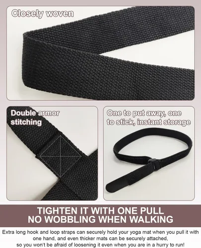 Vista 3 de Soporte para esterilla de yoga, correa de yoga de alta calidad para llevar esterillas de yoga con correa ajustable de gancho y bucle, adecuado