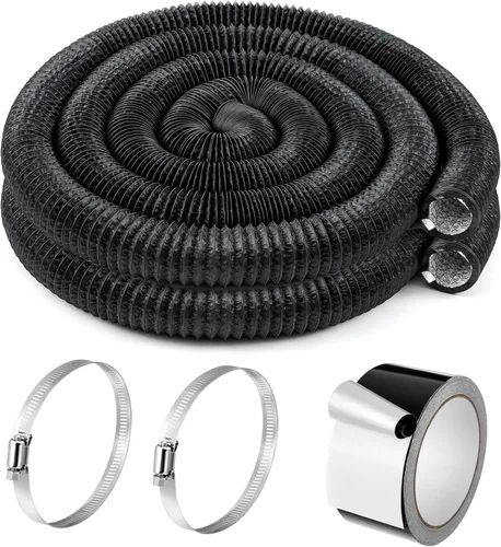 Vista 8 de Zonon Manguera de ventilación de secadora de 3 pulgadas x 16 pies, conductos de papel de aluminio flexible no aislados con abrazaderas de acero