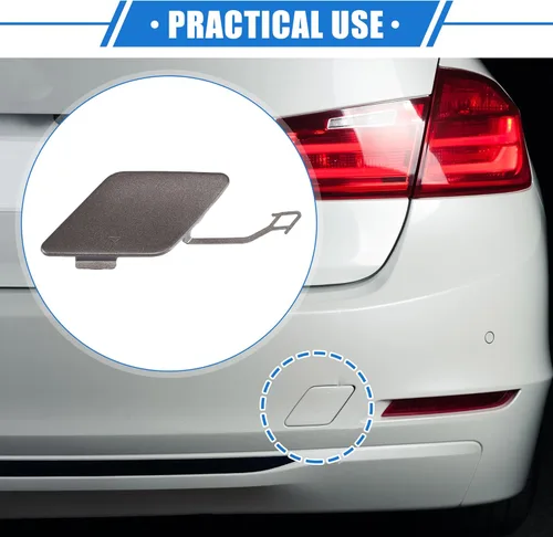 Vista 2 de Tapa para gancho de remolque de automóvil, compatible con BMW 3 F30 Base Sedan 2012-2015, parachoques trasero marrón de plástico duradero