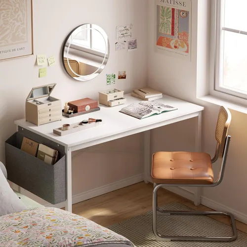 Vista 26 de CubiCubi Escritorio para computadora de 32 pulgadas, mesa de estudio para oficina en casa, escritorio de PC de estilo moderno y simple, marco