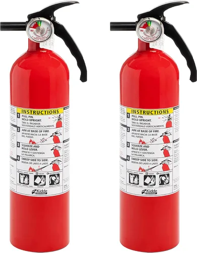 Vista 5 de Kidde Detector de humo con indicadores LED, extintor de incendios para el hogar 1-A:10-B:C, extintor químico seco, paquete de 2