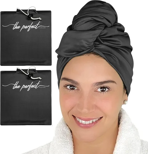 Vista 17 de Envoltorio de toalla de microfibra para el cabello para mujeres - Regalo y viaje - Suave como la seda - Cabello rizado, ondulado, liso para chicas