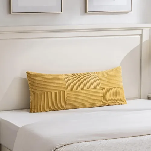 Vista 102 de Fancy Homi Fundas de almohada decorativas lumbares de color amarillo mostaza de 12 x 20 pulgadas para sala de estar, sofá cama, estilo rústico