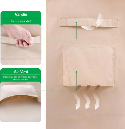 Vista 7 de F&J Outdoors Funda impermeable resistente a los rayos UV para sofá de patio de 2 plazas, resistente, color beige, 58" de ancho x 35" de profundidad