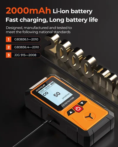 Vista 6 de GOYOJO Detector de monóxido de carbono, detector de CO portátil de alta precisión de 0 a 2000 ppm para hogar seguro, garaje, lugar de trabajo