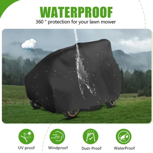 Vista 6 de KISEER Cubierta para Cortacésped de Exterior Impermeable Resistente Poliéster Oxford 420D Protección UV Cubierta para Tractor de Césped Se Adapta a