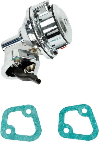 Vista 2 de Bomba de combustible mecánica cromada con accesorios compatibles para SBC Chevy 265 283 305 307 327 350 400 409