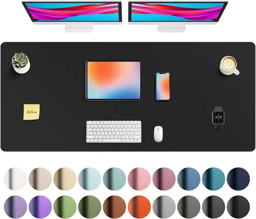 Vista 94 de Aothia Protector de Escritorio de Cuero, Alfombrilla para Ratón, Alfombrilla de Escritorio de Oficina, Secante de Escritorio de Cuero PU