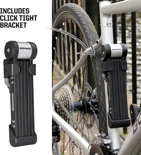 Vista 2 de Kryptonite Kryptolok 610 S - Candado plegable para bicicleta, compacto, ligero, de alta seguridad, antirrobo, plegable, con 2 llaves y soporte