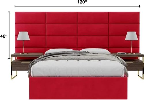 Vista 144 de Vänt - Paneles tapizados de cabecera para montar en la pared, diseño Isabelle, 60 x 23 pulgadas, configuración de 4 paneles individuales