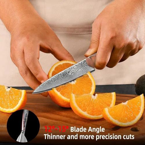 Vista 4 de Sunnecko Cuchillo de pan de 8 pulgadas, cuchillo de pan serrado para pan casero con hoja de acero de Damasco VG10 de 67 capas, cuchillo de pan