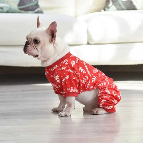 Vista 97 de CuteBone Pijamas de Navidad Suaves y Elásticos para Perros - Pijamas Acogedores para Mascotas Mono Transpirable para Perros Pequeños - Atuendo