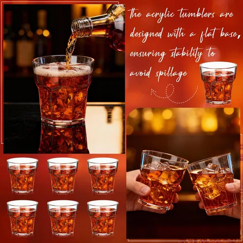 Vista 5 de Tioncy 30 vasos de whisky acrílicos de 5 onzas, vasos de chupito para licor, vasos de cerveza irrompibles apilables para agua potable, vodka