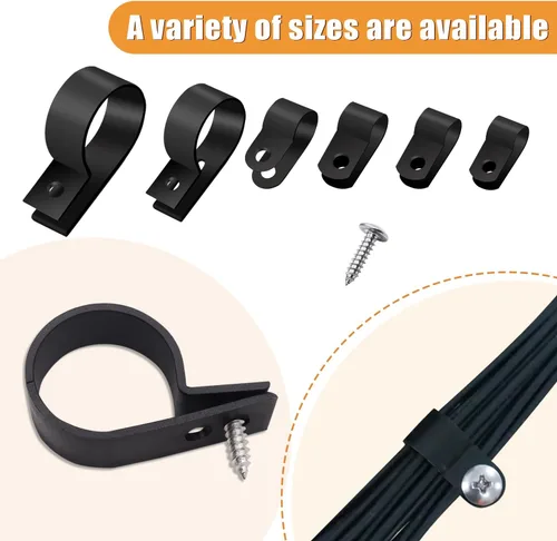 Vista 5 de mankk 222 piezas Clip de cable Kit surtido de clips de alambre Abrazaderas de cable de plástico tipo R de nailon 6 tamaños