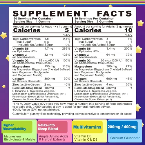Vista 2 de Glicinato de magnesio + gomitas rellenas de calcio