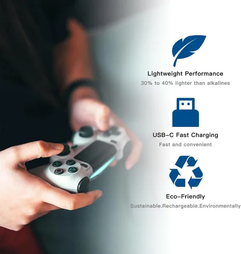 Vista 5 de Hixon Baterías de litio recargables USB de 1.5 V, tamaño AA, batería recargable doble AA de 2550 mWh, carga 1.5 horas, más de 1500 ciclos, cable