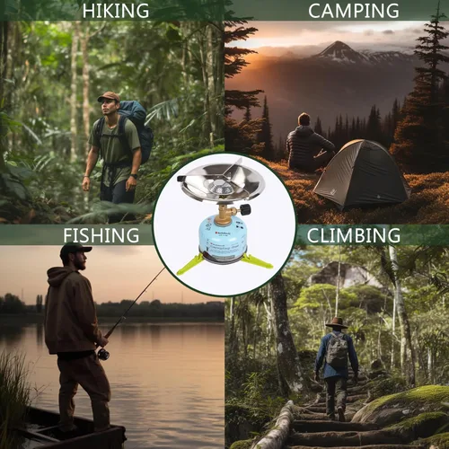 Vista 6 de Hotdevil Estufa portátil para acampar con soporte para bote de combustible, equivalente a la estufa de propano para acampar, estufa de campamento