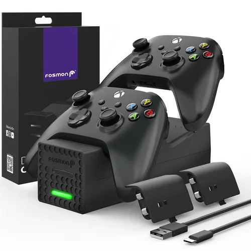Fosmon Dual 2 Controller Charger Compatible with Xbox Series XS Controllers (Not for Xbox One 360), (Two Slot) High Speed Docking Charging Station