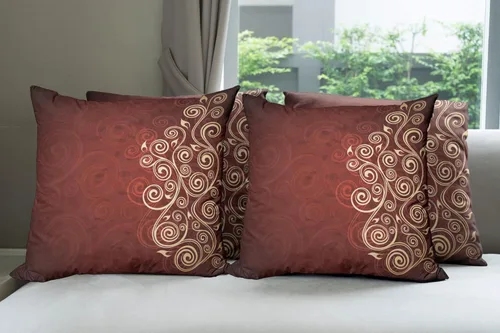 Vista 94 de Ambesonne Paquete de 4 fundas de cojín navideñas con cinta, ilustración de imagen de deseos navideños, impresión digital moderna de doble cara, 16