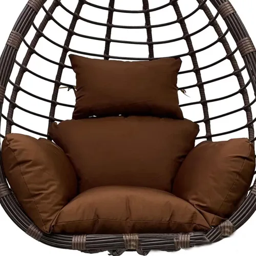 Vista 14 de Cojín para silla de huevo colgante para patio, cesta colgante, asiento lavable, color burdeos Borgoña