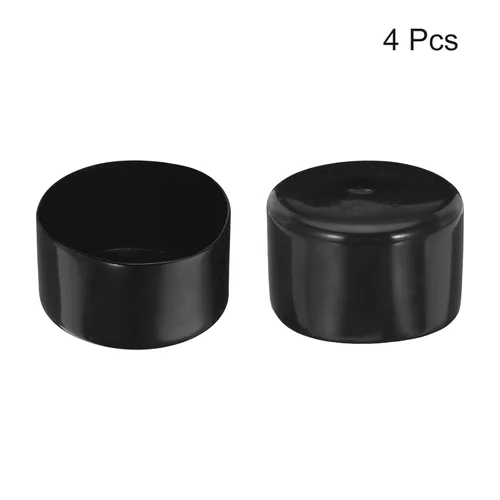 Vista 2 de uxcell 4 tapas de goma de 2.559 in de vinilo de identificación de tubo redondo tapa de perno tapa de tornillo protectores de rosca negro