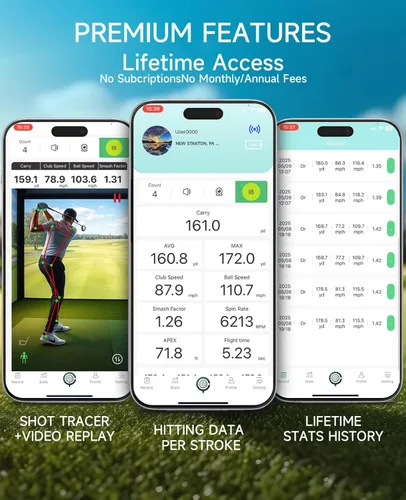 Vista 5 de Portable Golf Launch Monitor, Simulators for Home & Training, Mobile Launch Monitor for Golf Swing Analysis, Tracker & Swing Analyzer, Indoor