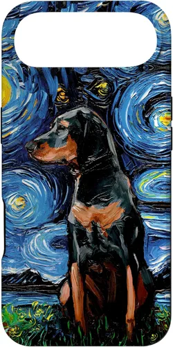 Vista 27 de Black and Tan Coonhound Starry Night Art – Dog Lover Gift Case for iPhone 17