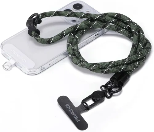 Vista 15 de 1 cordón para teléfono, 2 lengüetas para teléfono, cordones para teléfono celular alrededor del cuello, cordón de cuerda, correa universal ajustable
