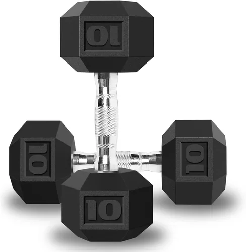 Vista 12 de Balelinko Rubber Grip Encased Dumbbell Cast Iron Weight with Anti-Slip Handle Dumbbell -Strength Training Equipment - Home Gym Accessories - Full