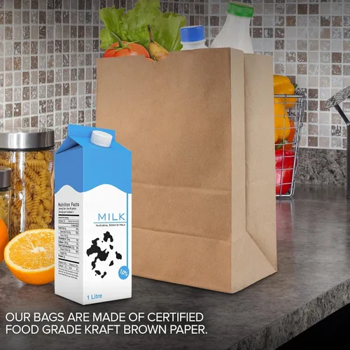 Vista 7 de Stock Your Home Bolsas de papel kraft marrón de 52 libras (50 unidades) – Bolsas de comestibles grandes a granel para compras