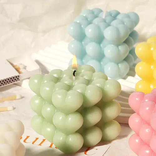 Vista 8 de EuTengHao Juego de moldes de vela de silicona para hacer velas con mechas de vela, molde de silicona 3D para cera de soja, jabón, pasteles, postres