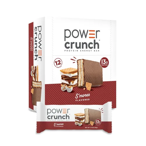 Power Crunch Barras de oblea de proteínas, bocadillos ricos en proteínas con delicioso sabor, S'Mores, 1.4 onzas (12 unidades)