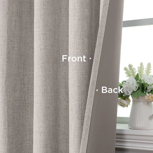 Vista 16 de CUCRAF Juego de 2 paneles de cortinas 100% opacas de 54 pulgadas de largo, cortinas texturizadas de lino para oscurecer la habitación, con ojales