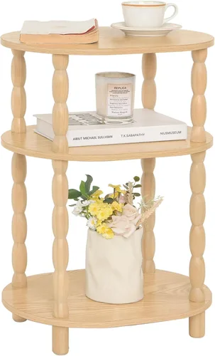 MaxSmeo Mesa auxiliar, pequeña mesa auxiliar ovalada para espacios pequeños, mesa de noche moderna mesa decorativa para sala de estar, dormitorio,