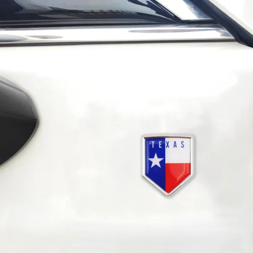 Vista 5 de Overdecor Calcomanías de bandera de Texas, emblema de automóvil, accesorios de automóvil de Texas, decoración de escudo cromado, calcomanías