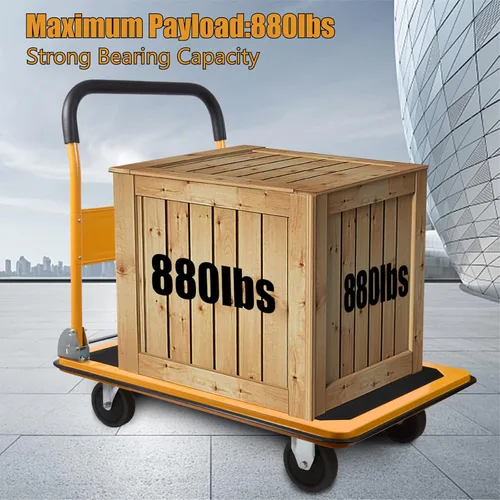 Vista 3 de LEADALLWAY Carro de empuje plegable de gran tamaño de 880 libras de plataforma 35.8x24x34.3 pulgadas amarillo
