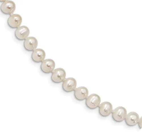 Collar con cierre de plata de ley chapado en rodio y perla cultivada en agua dulce de color blanco 0157-0197in